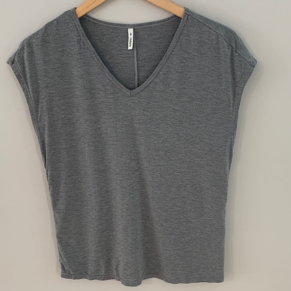 HALARA V-Neck Short Sleeve Casual T-Shirt Size XS Grey